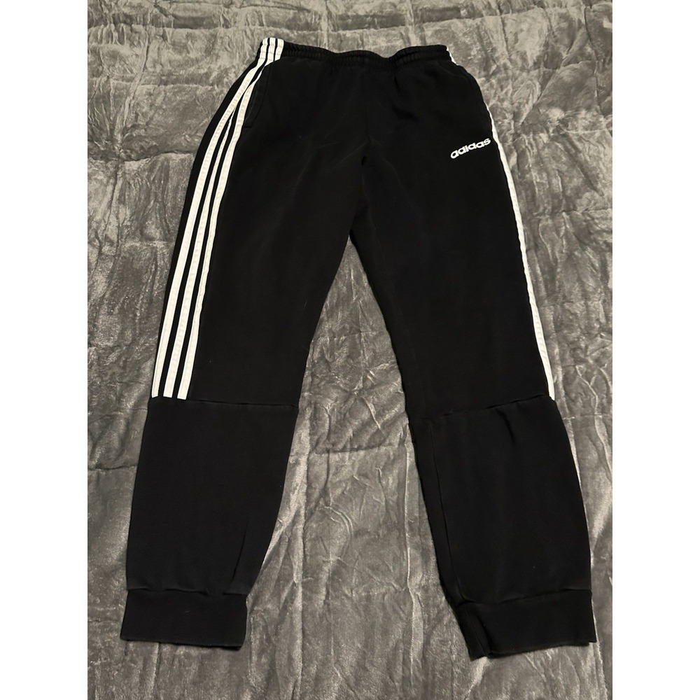 Adidas Mens Medium 3 Stripe Black Fleece‎ Straight Sweatpants
